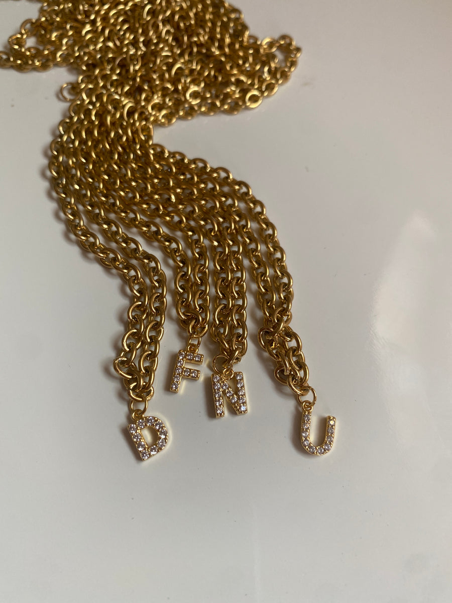 Diamanté Initial Link Necklace