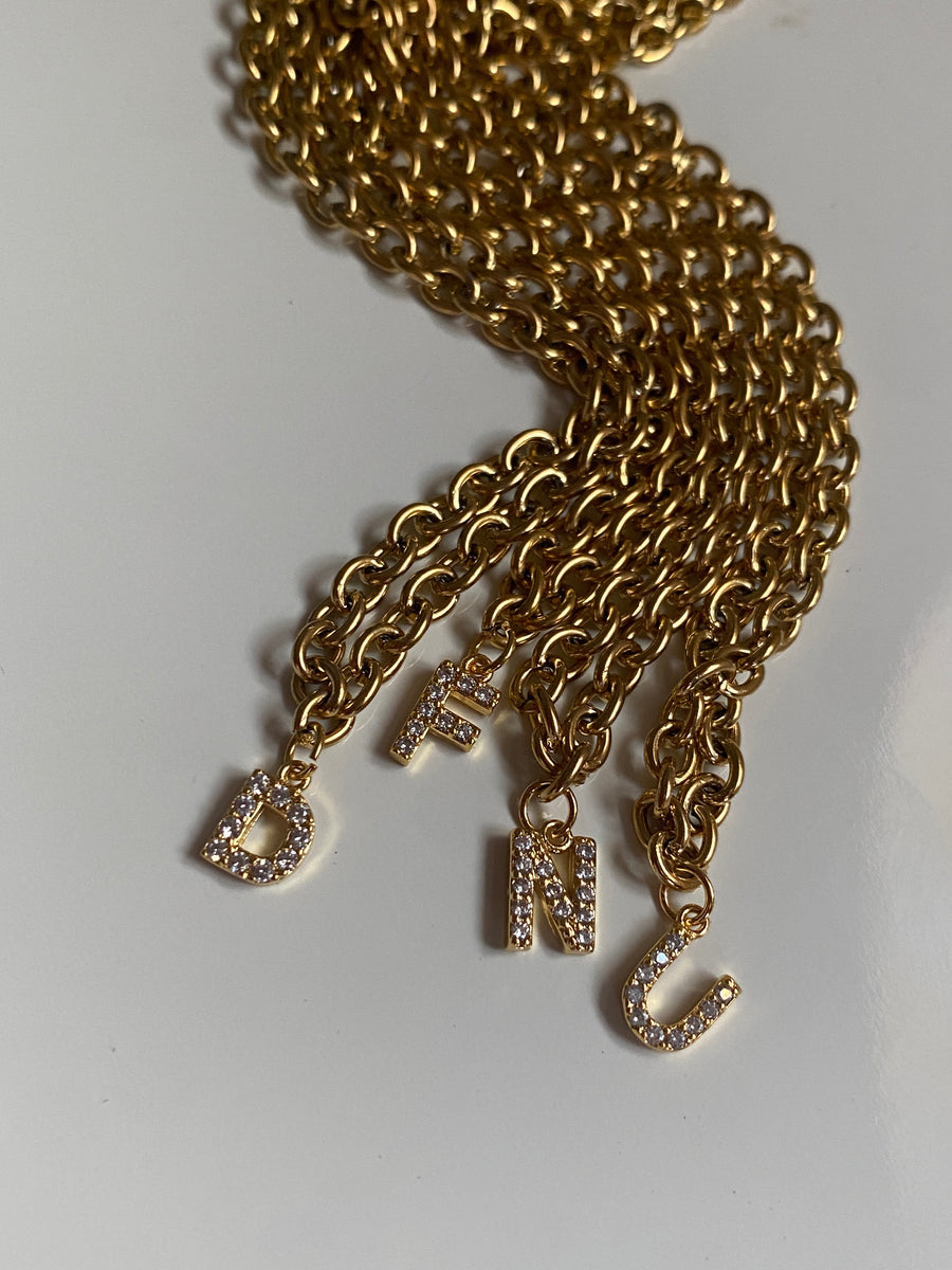 Diamanté Initial Link Necklace
