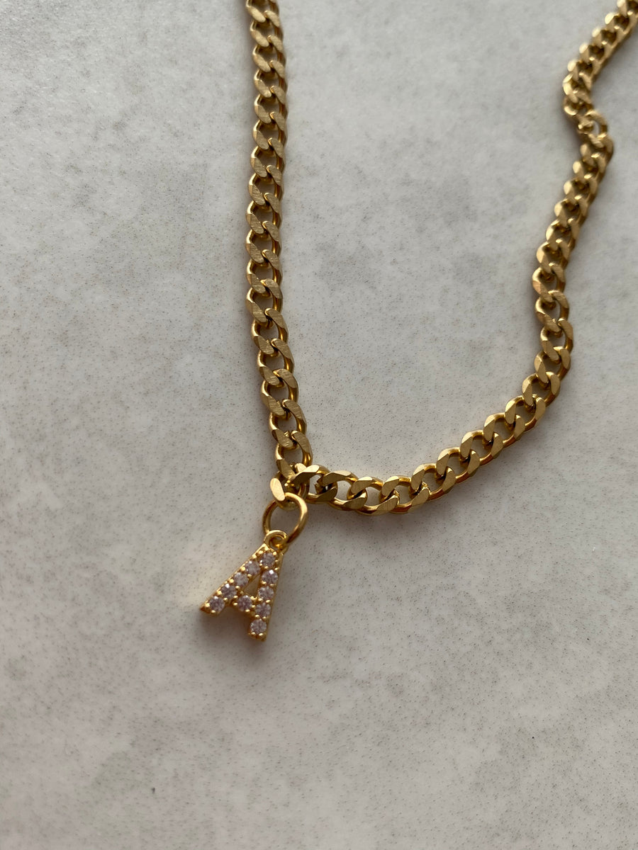 Dainty Curb Initial Necklaces