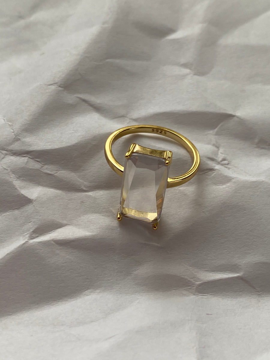 Davina Gold Rectangular CZ Ring