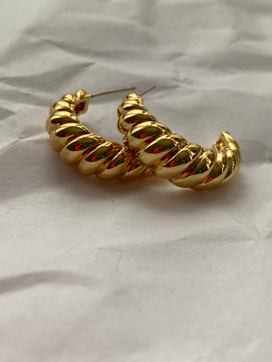 Capella Crossaint Stud Hoop Earrings
