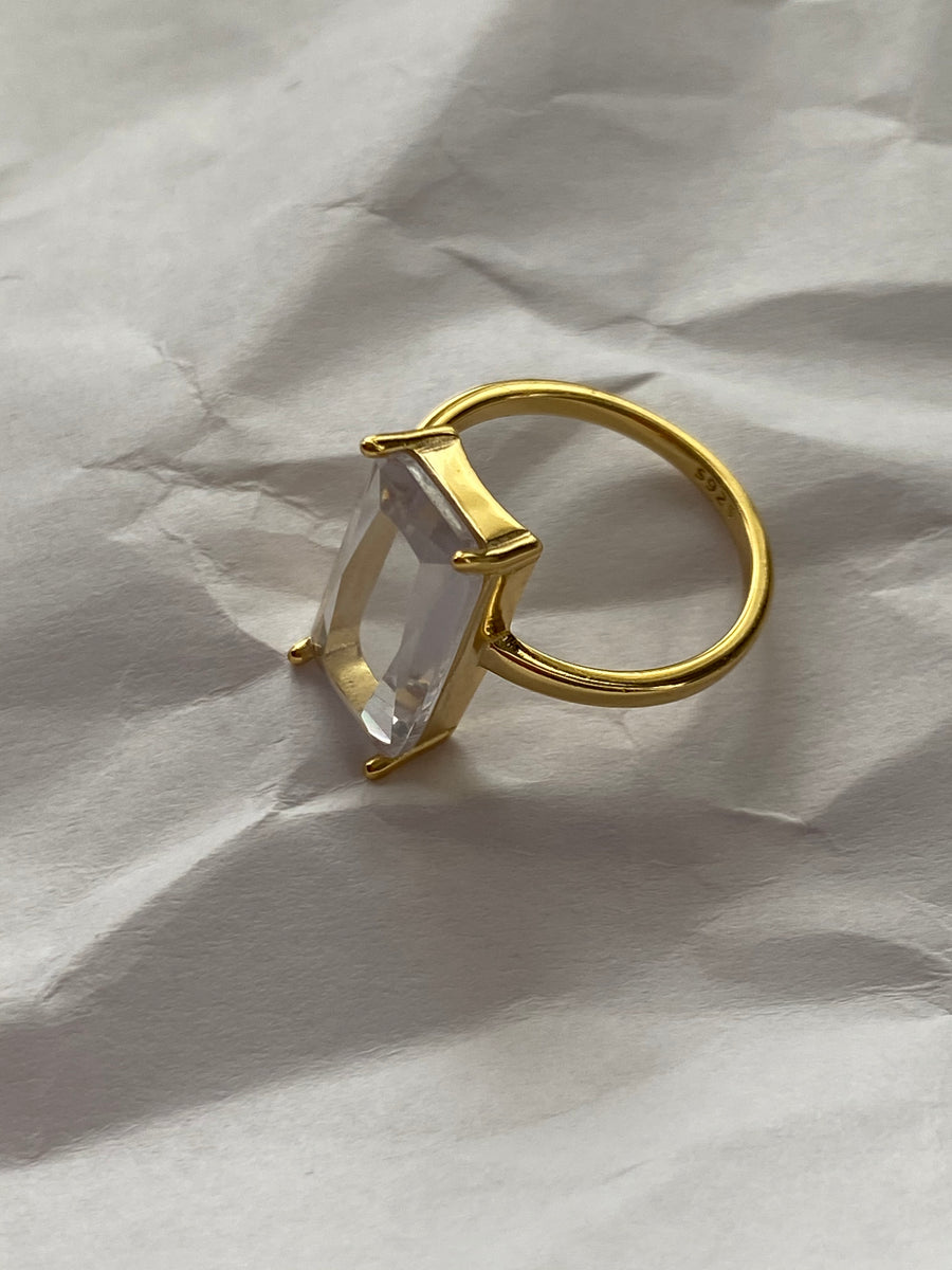 Davina Gold Rectangular CZ Ring