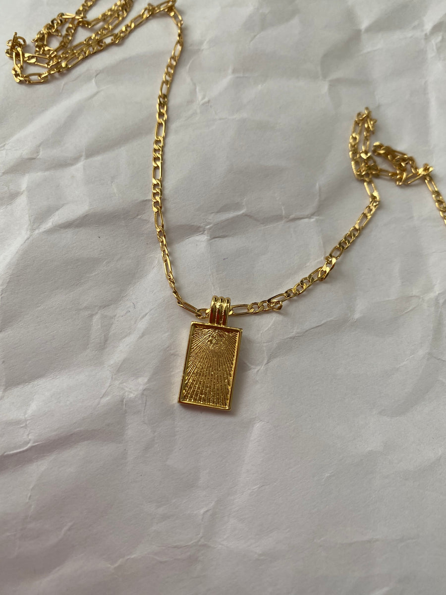 Gold Sun Burst Pendant Necklace